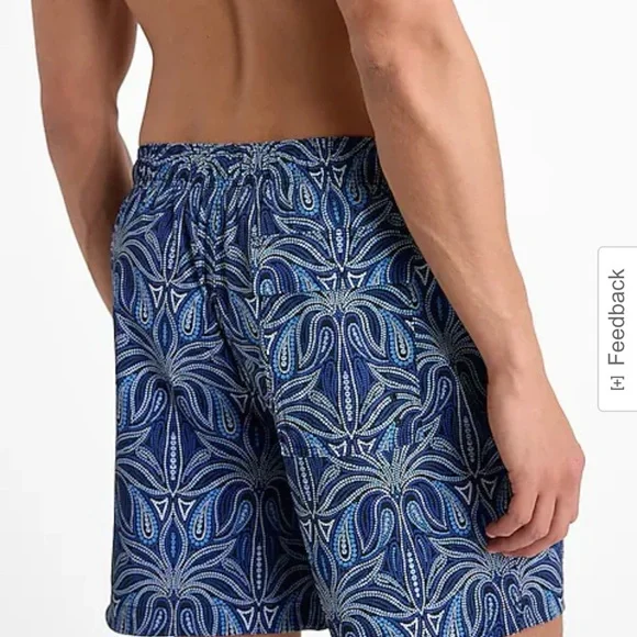 Express 6" Dot Geo Elastic Waist Swim Trunks Size L - Picture 3 of 3